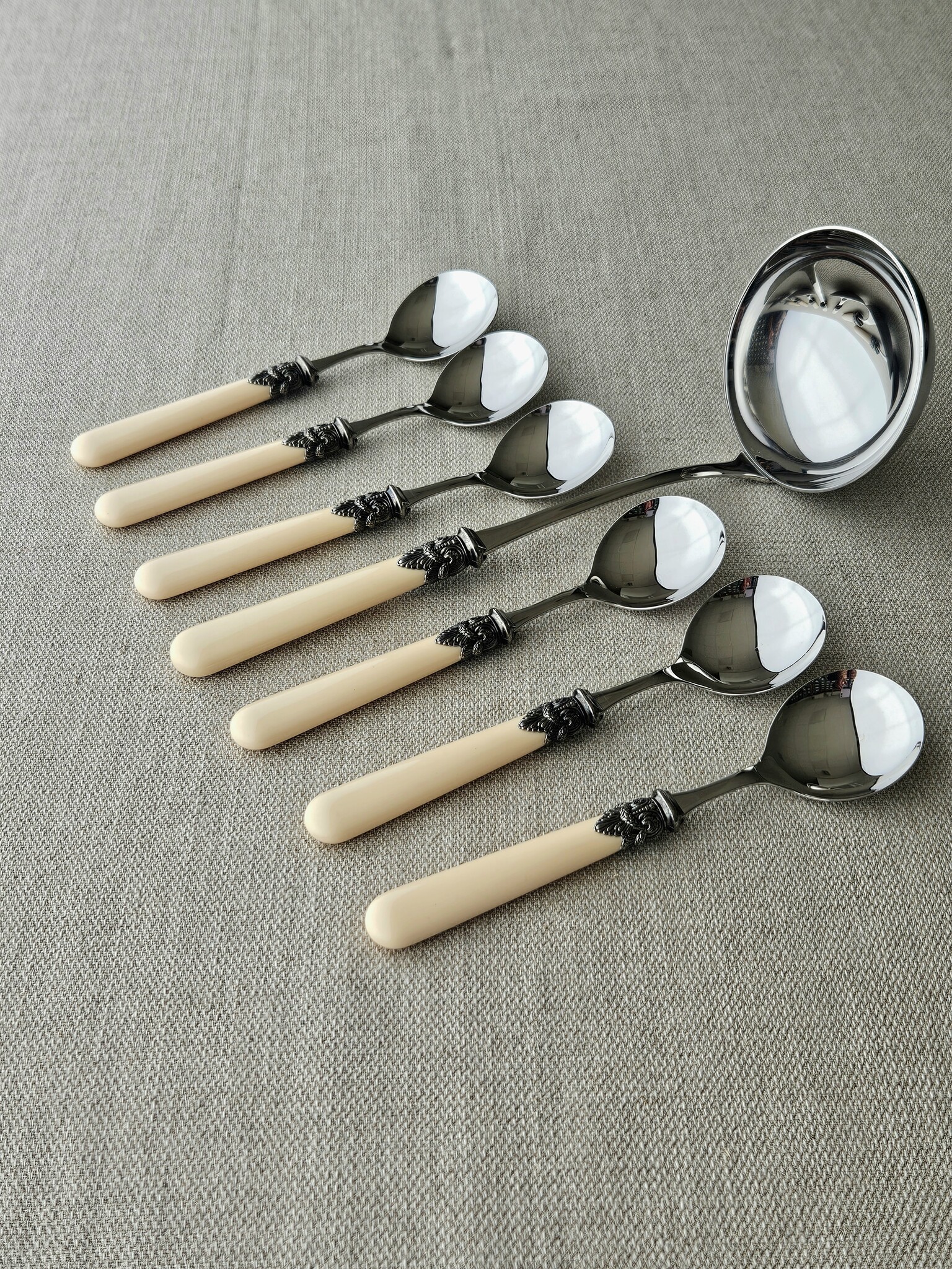 Soup cutlery set (7-piece), Ivory (plain)