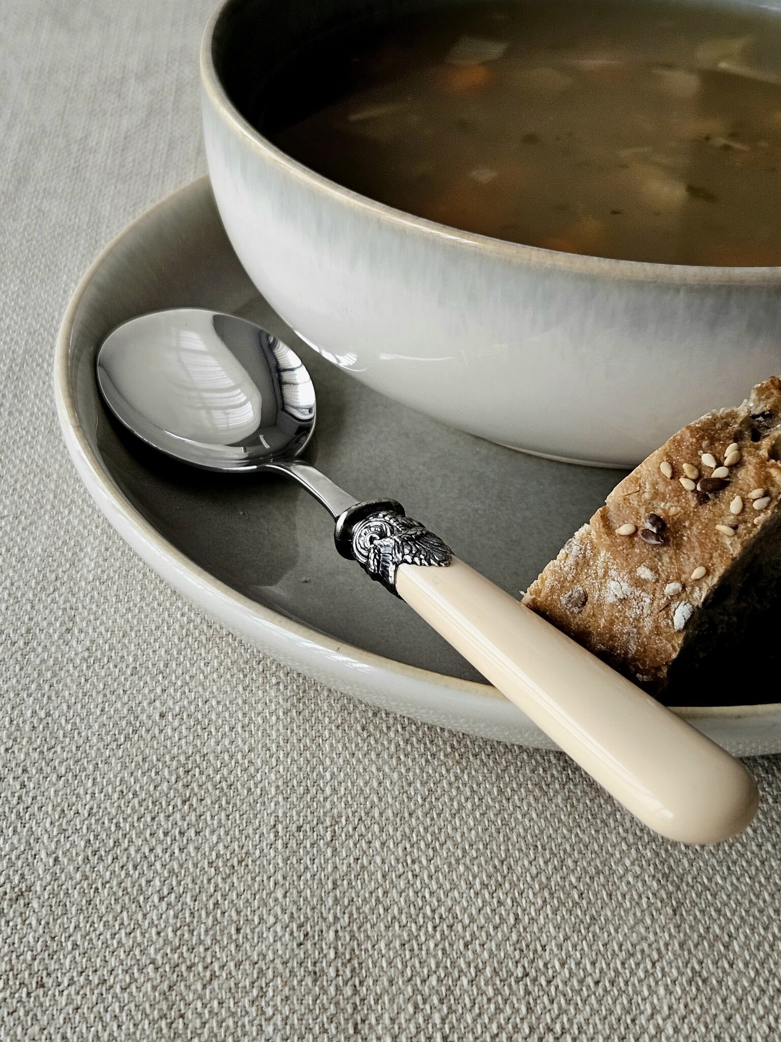 Ensemble de Couverts à Soupe (7 pièces), Ivoire (mat)