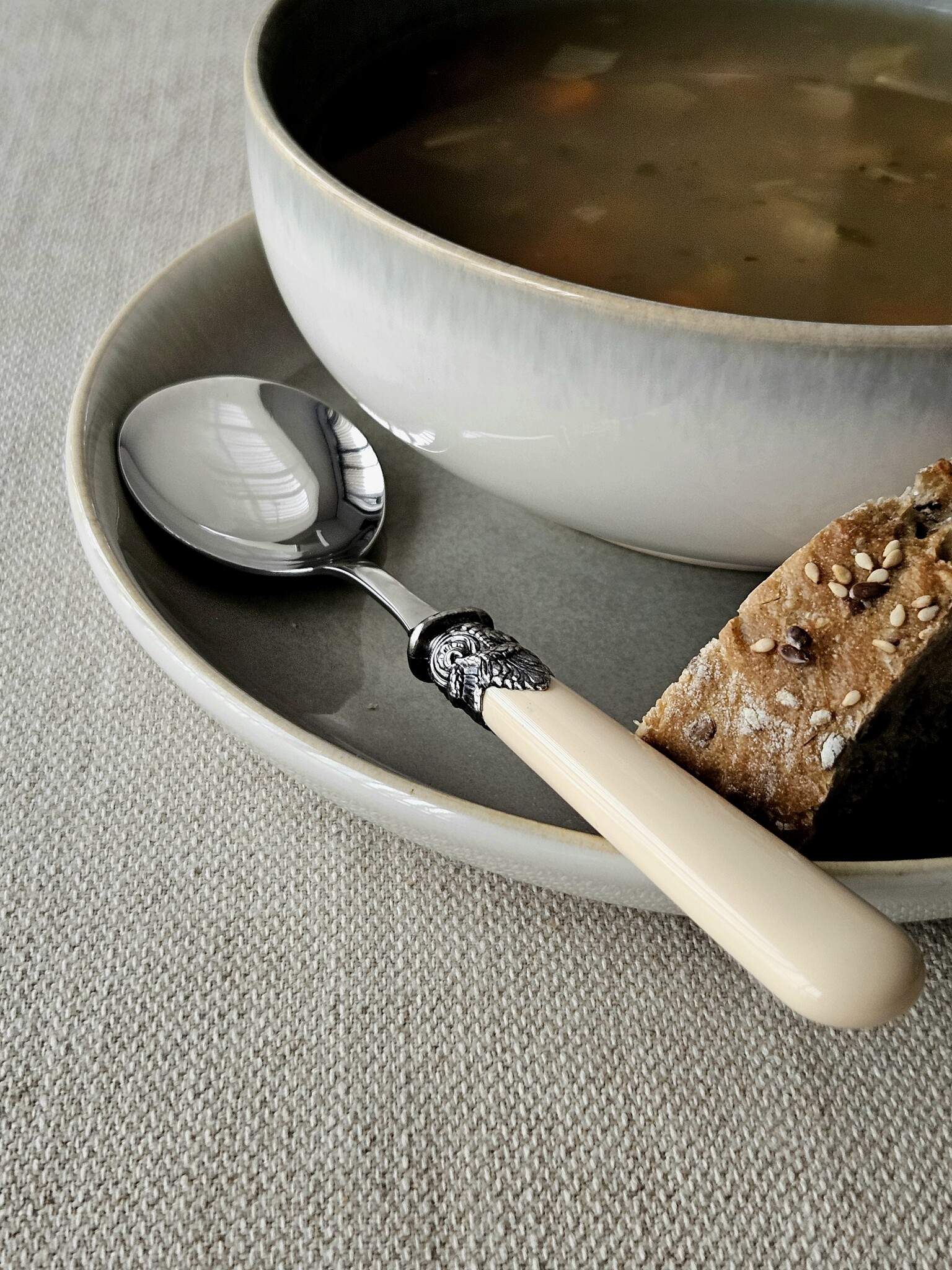 Ensemble de Couverts à Soupe (7 pièces), Ivoire (uni)