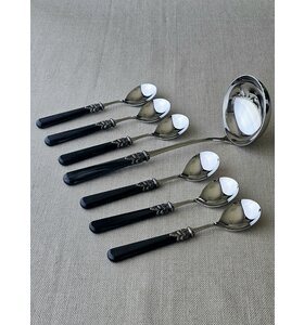 7-teiliges Suppenbesteckset, Schwarz (Perlmutt)