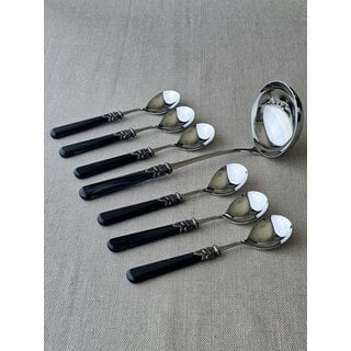 Soup cutlery set, Black (mother-of-pearl)