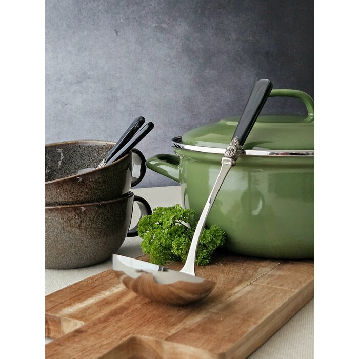 Soup cutlery set (7-piece), Black (mother-of-pearl sheen)