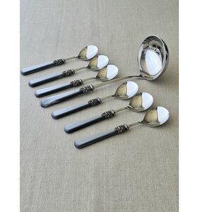 7-teiliges Suppenbesteckset, Grau (Perlmutt)