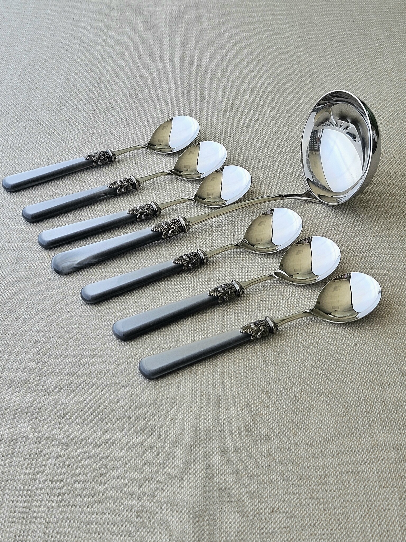 Suppen Besteckset, 7-teilig, Grau (perlmutt)