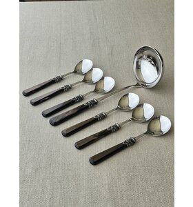 7-teiliges Suppenbesteckset, Braun (Perlmutt)