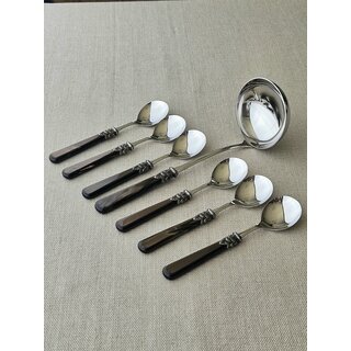 Soup cutlery set, Brown (mother-of-pearl sheen)