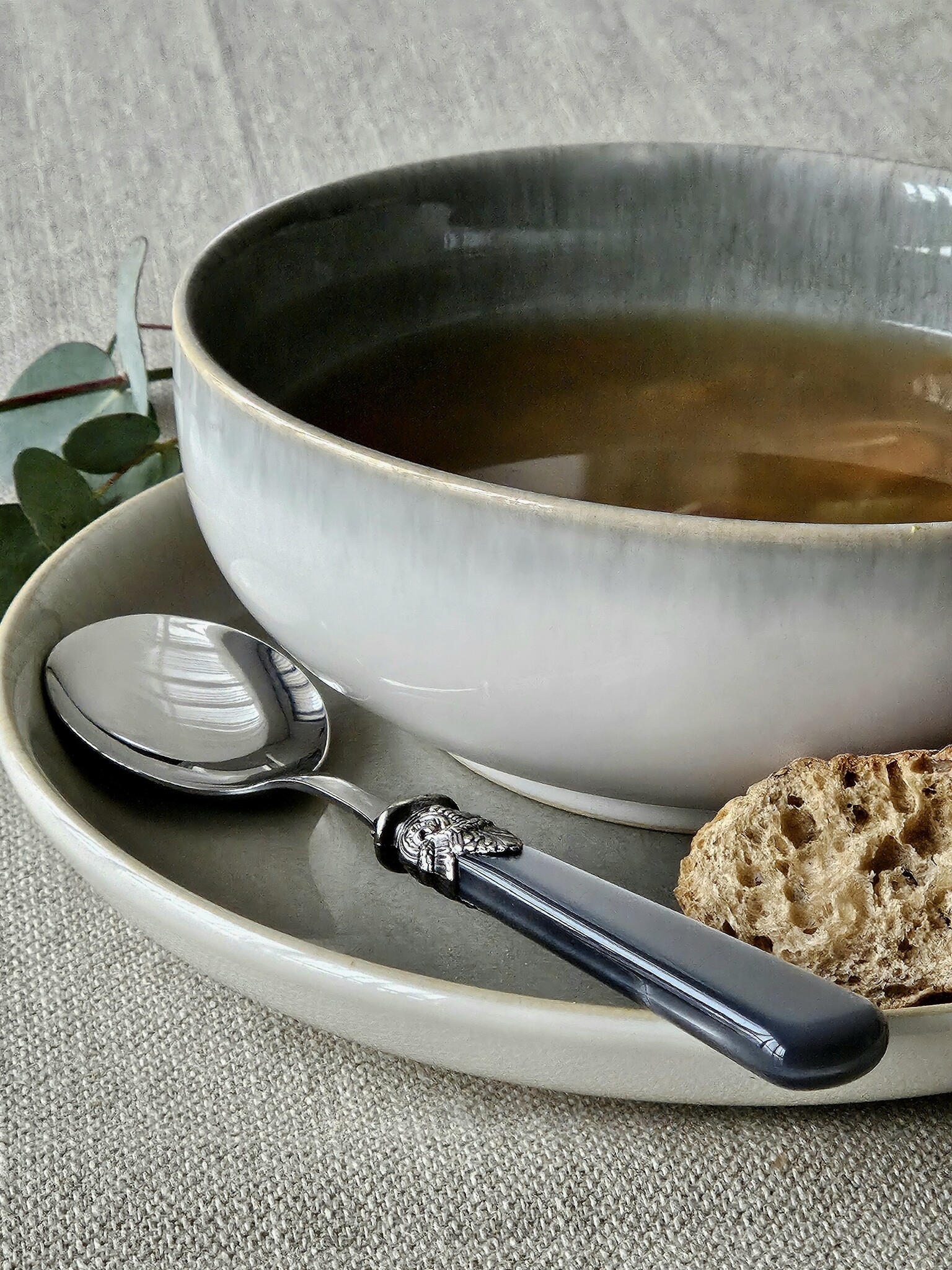 Suppen Besteckset (7-teilig), Grau (perlmuttglanz)