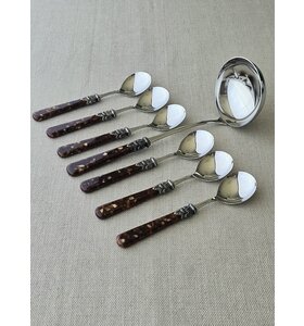 7-piece soup cutlery set, brown (tortoiseshell)
