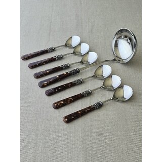 Ensemble de Couverts à Soupe , Marron (motif tortue)