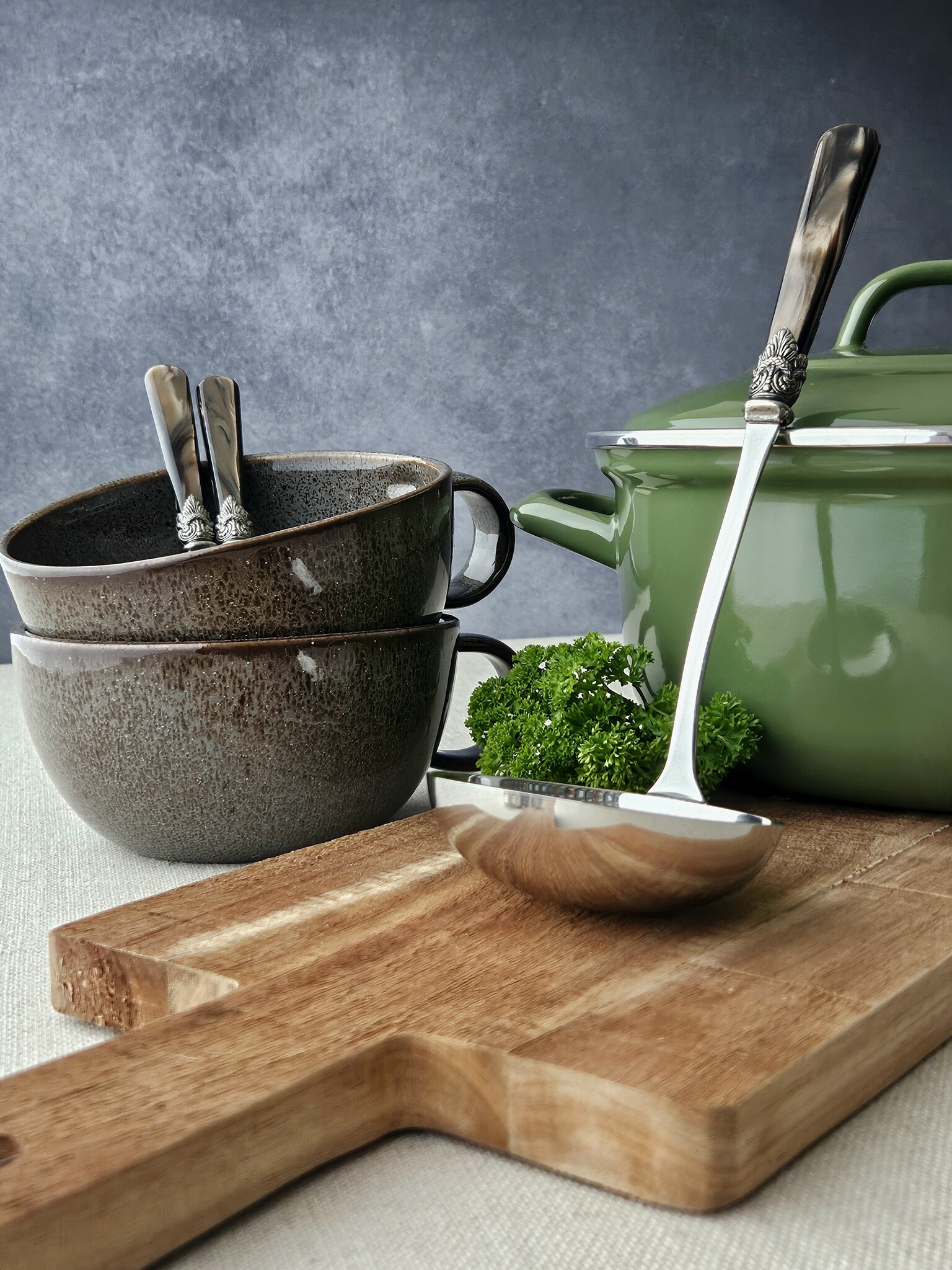 Suppen Besteckset (7-teilig), Braun (perlmuttglanz)