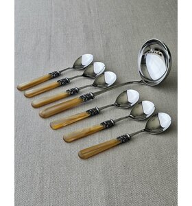 7-teiliges Suppenbesteckset, Honig (Perlmutt)