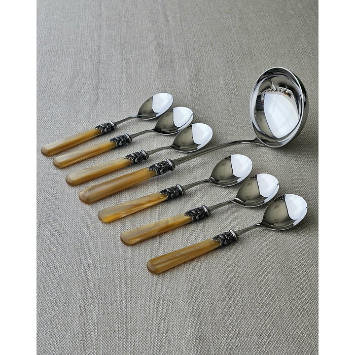7-teiliges Suppen Besteckset, Honig (perlmutt)