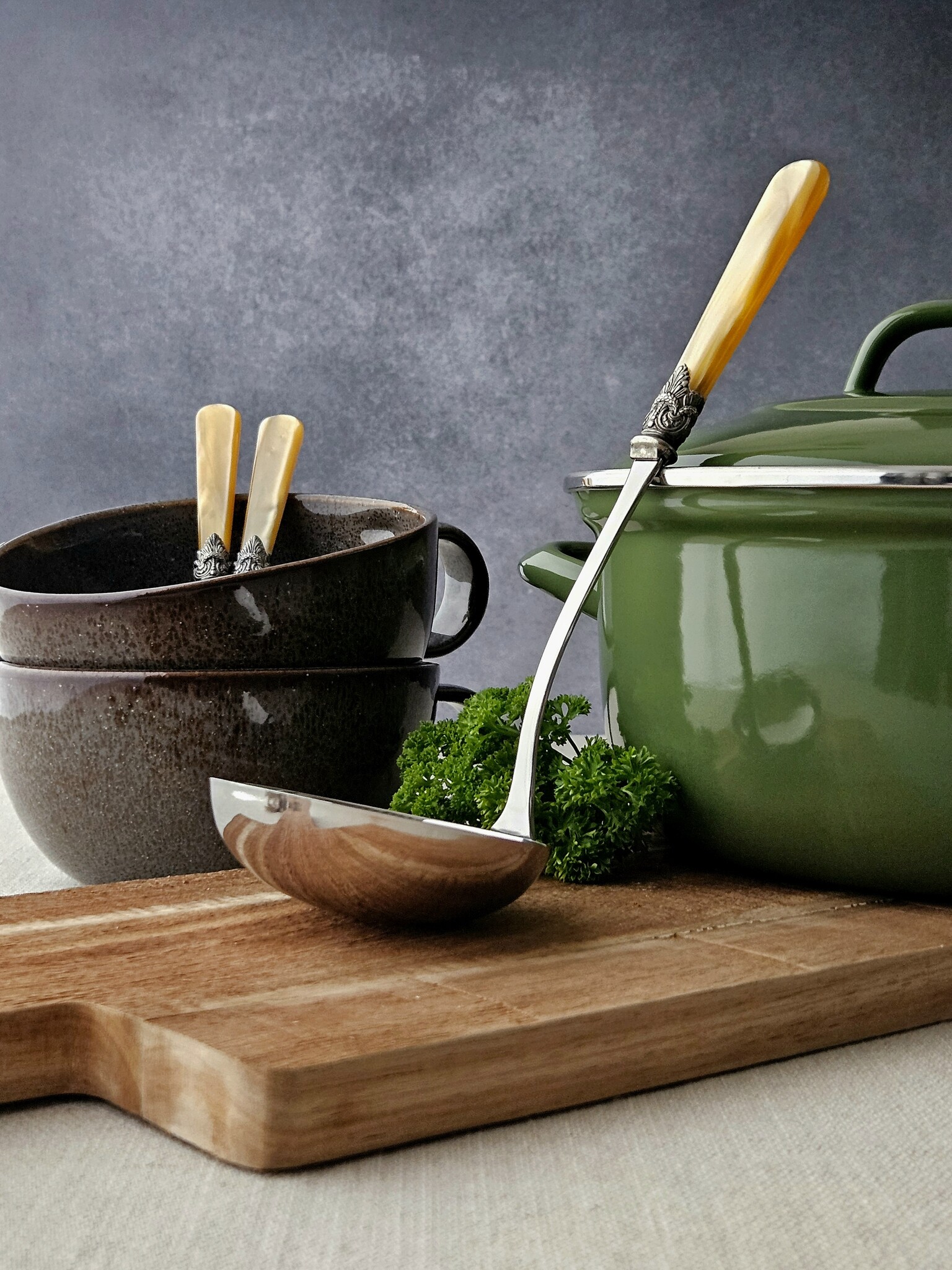 Ensemble de Couverts à Soupe (7 pièces), Miel Or (éclat nacré)