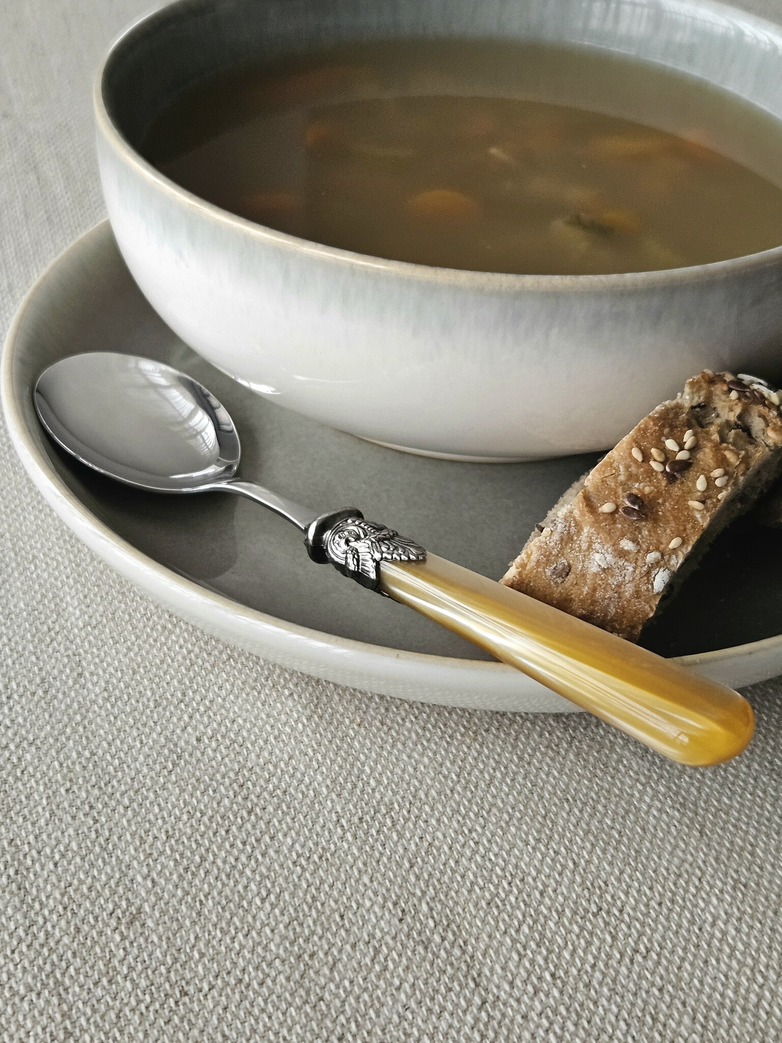 Soup cutlery set (7-piece), Honey Gold (mother-of-pearl sheen)