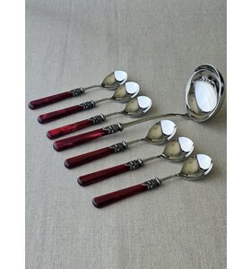 7-teiliges Suppenbesteckset, Rot (Perlmutt)