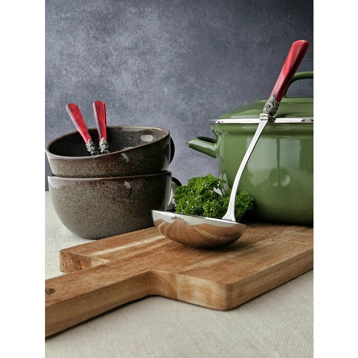 7-teiliges Suppen Besteckset, Rot (perlmutt)