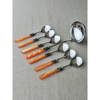 Soup cutlery set, Orange (mother-of-pearl)