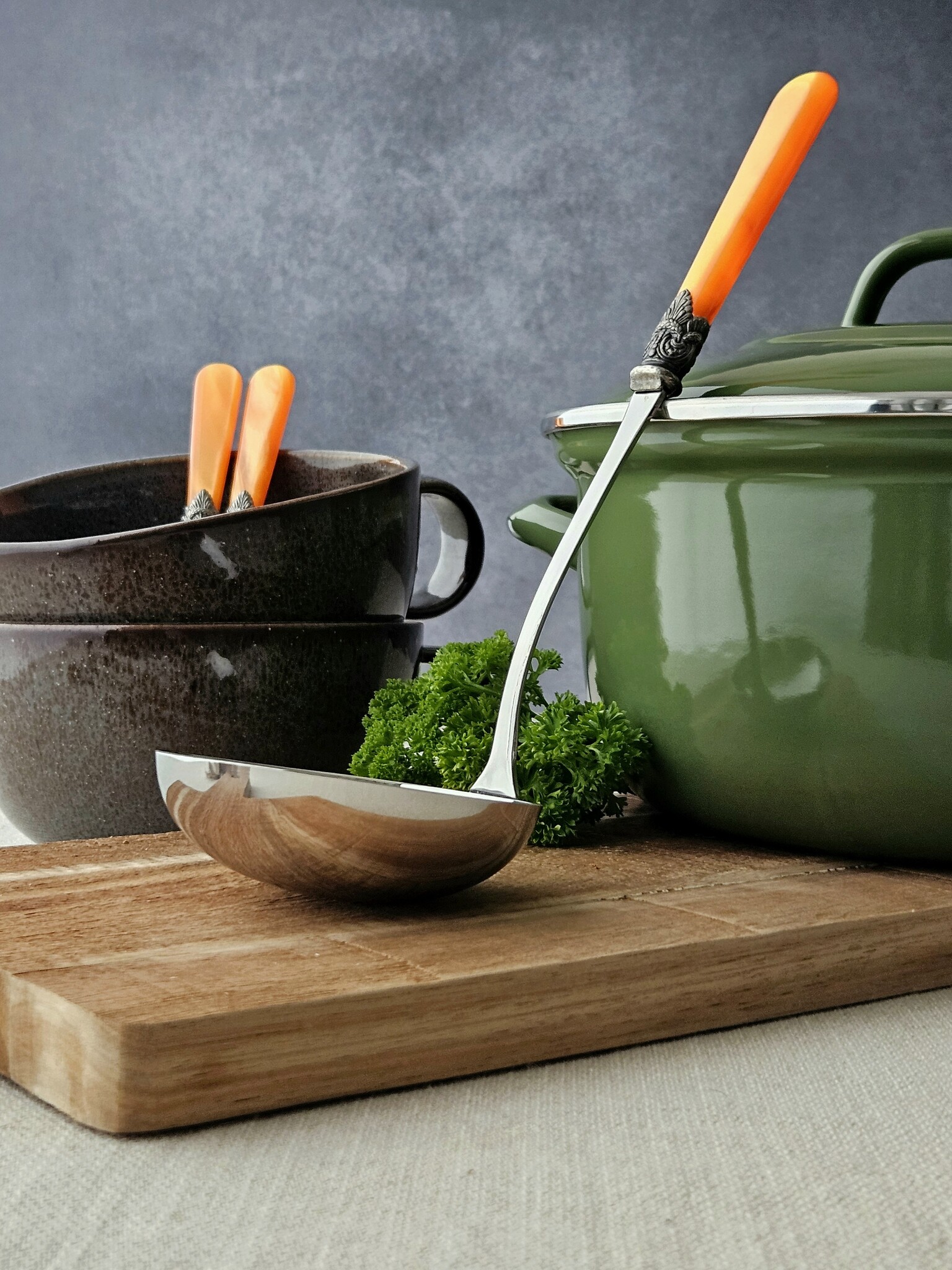 Suppen Besteckset, 7-teilig, Orange (perlmutt)