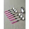 Soup cutlery set (8-piece), Fuchsia with Mother of Pearl