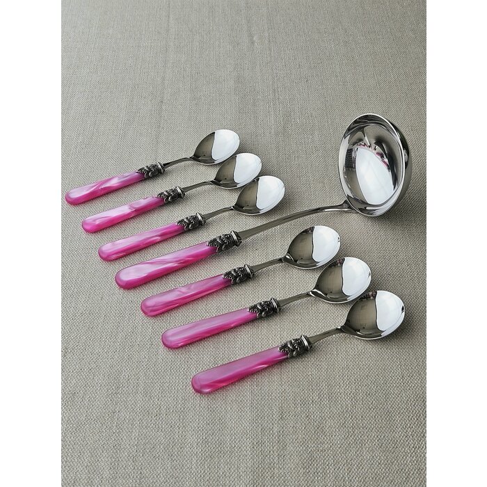 Juego de Cubiertos para Sopa (7 piezas), Fucsia (nácar)