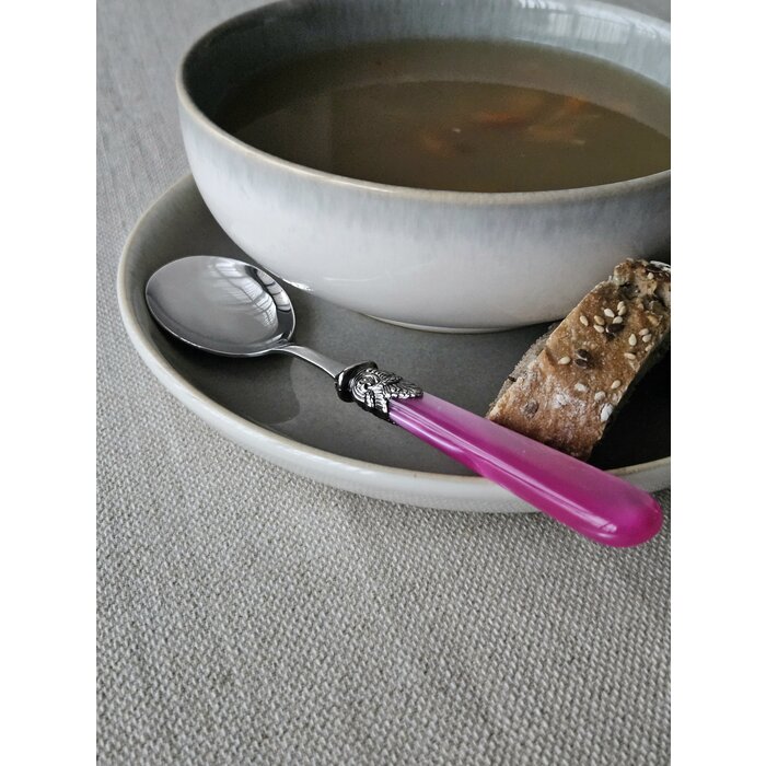 Soup cutlery set (7-piece), Fuchsia (mother-of-pearl)