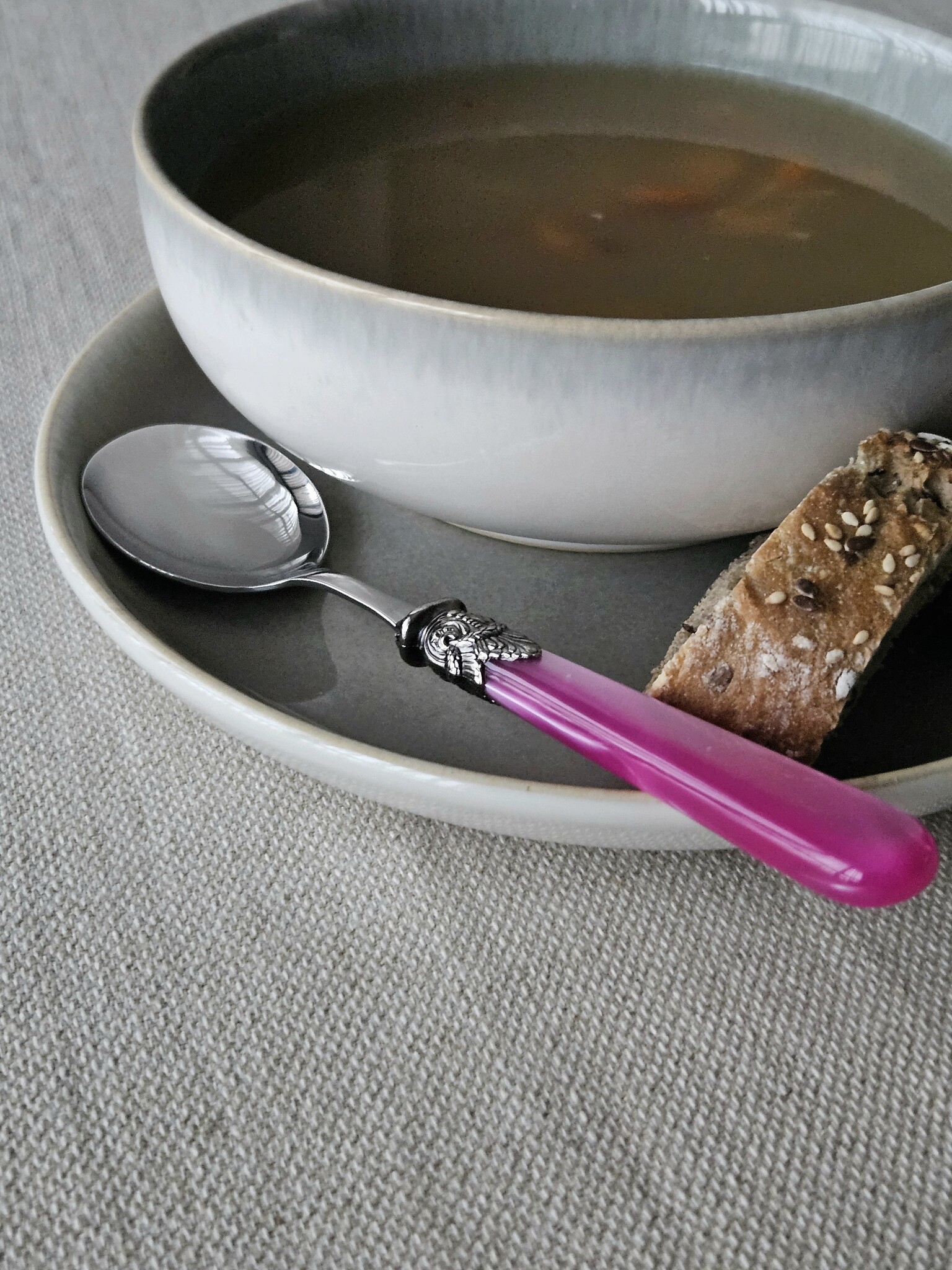 Soep Bestekset (7-delig), Fuchsia (parelmoerglans)