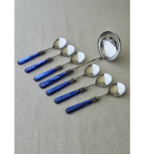 7-teiliges Suppenbesteckset, Blau (Perlmutt)