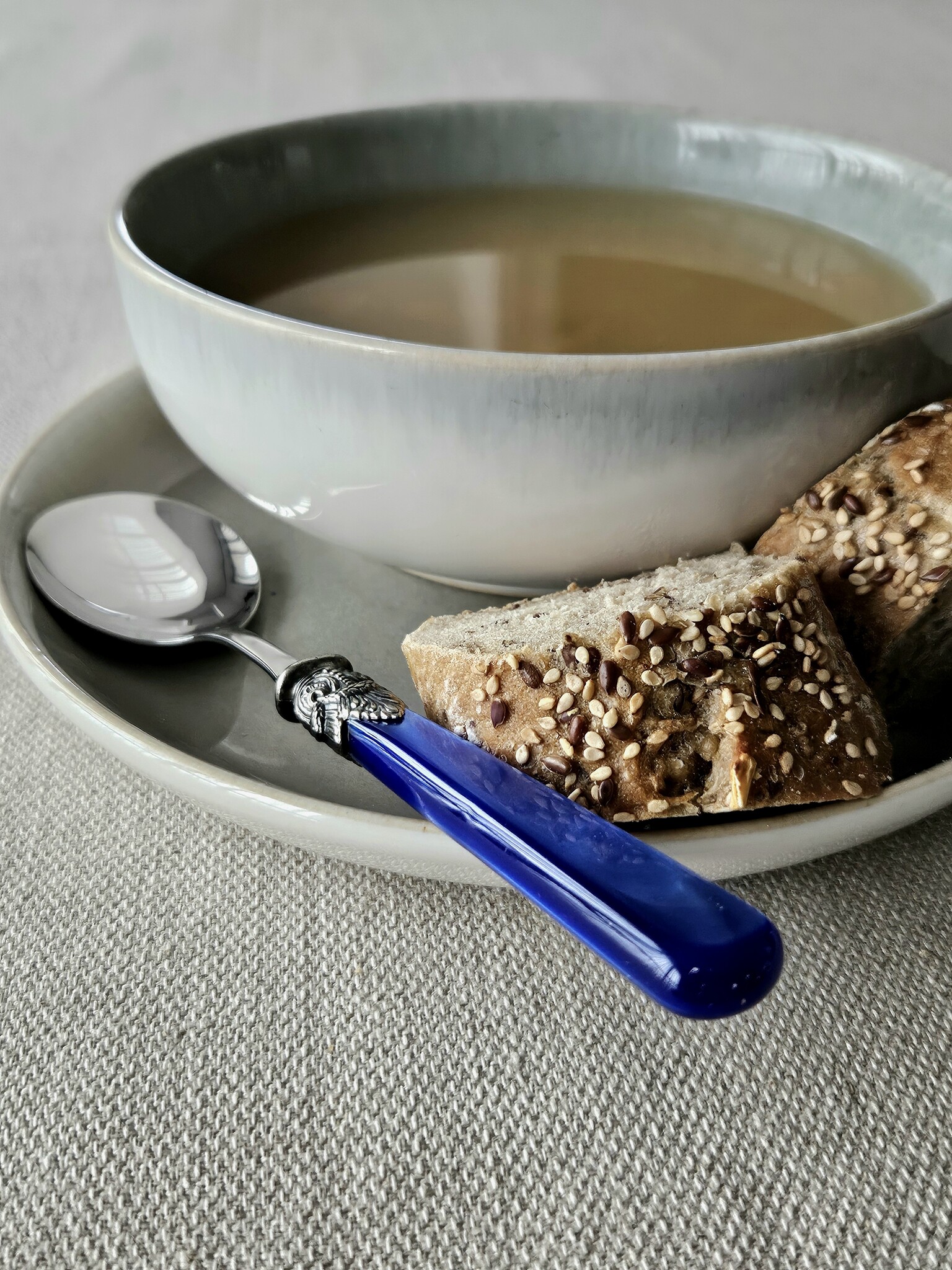 Ensemble de Couverts à Soupe (7 pièces), Bleu avec Nácar (éclat nacré)