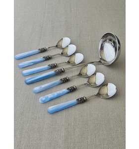 7-teiliges Suppenbesteckset, Hellblau (Perlmutt)
