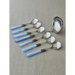 Soup cutlery set, Light Blue (mother-of-pearl)