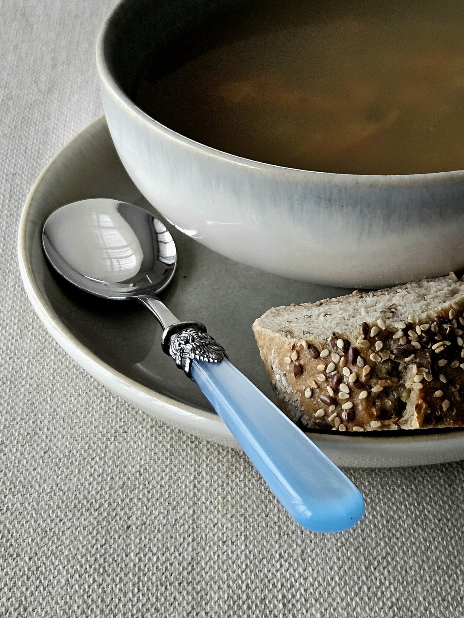 Suppen Besteckset (7-teilig), Hellblau (perlmuttglanz)