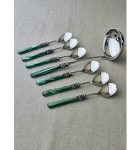 7-teiliges Suppenbesteckset, Grün (Perlmutt)