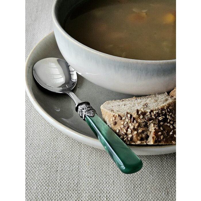 Soup cutlery set (7-piece), Green (mother-of-pearl)
