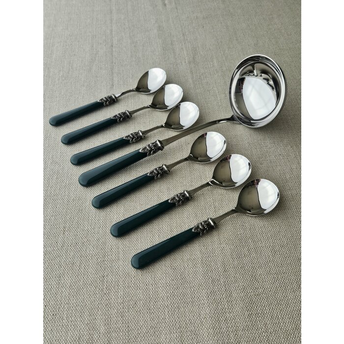 Suppen Besteckset, 7-teilig, Grün (matt)