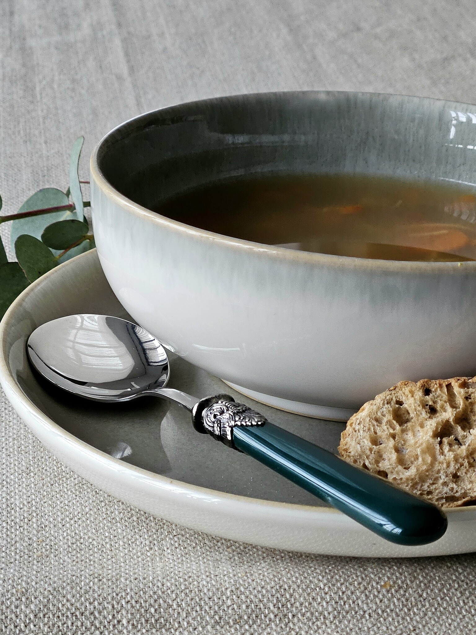 Juego de Cubiertos para Sopa (7 piezas), Verde (liso)