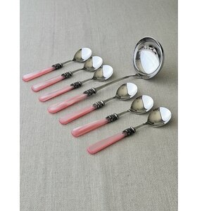 7-teiliges Suppenbesteckset, Rosa (Perlmutt)
