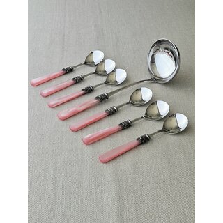 Soup cutlery set, Pink (mother-of-pearl)
