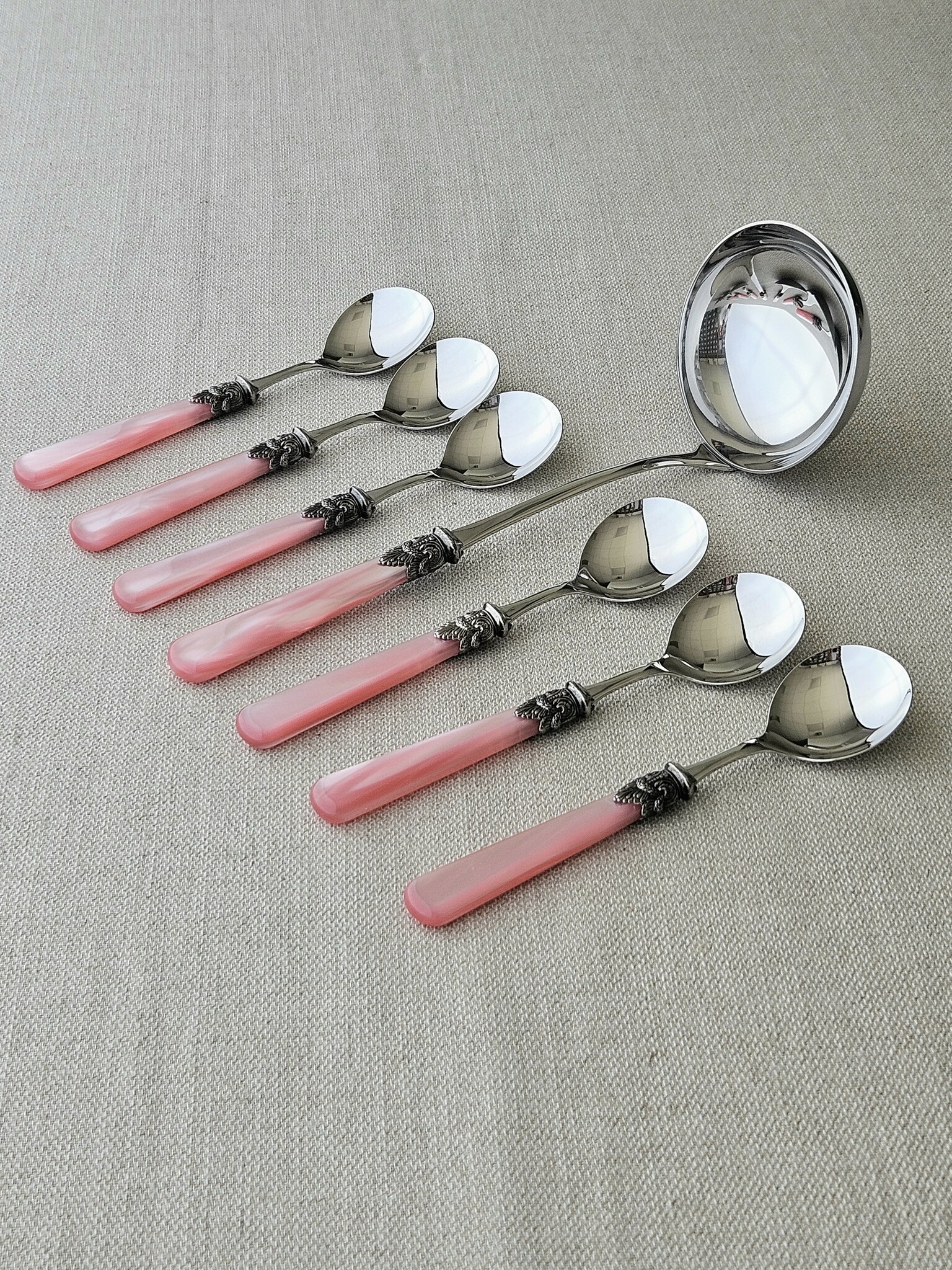 Suppen Besteckset, 7-teilig, Rosa (perlmutt)