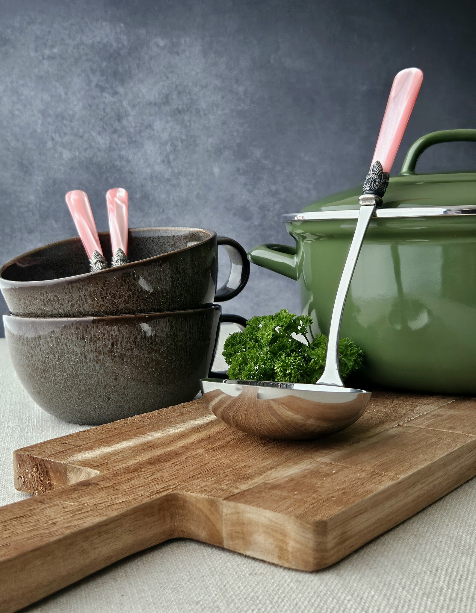 Ensemble de Couverts à Soupe (7 pièces), Rose (éclat nacré)