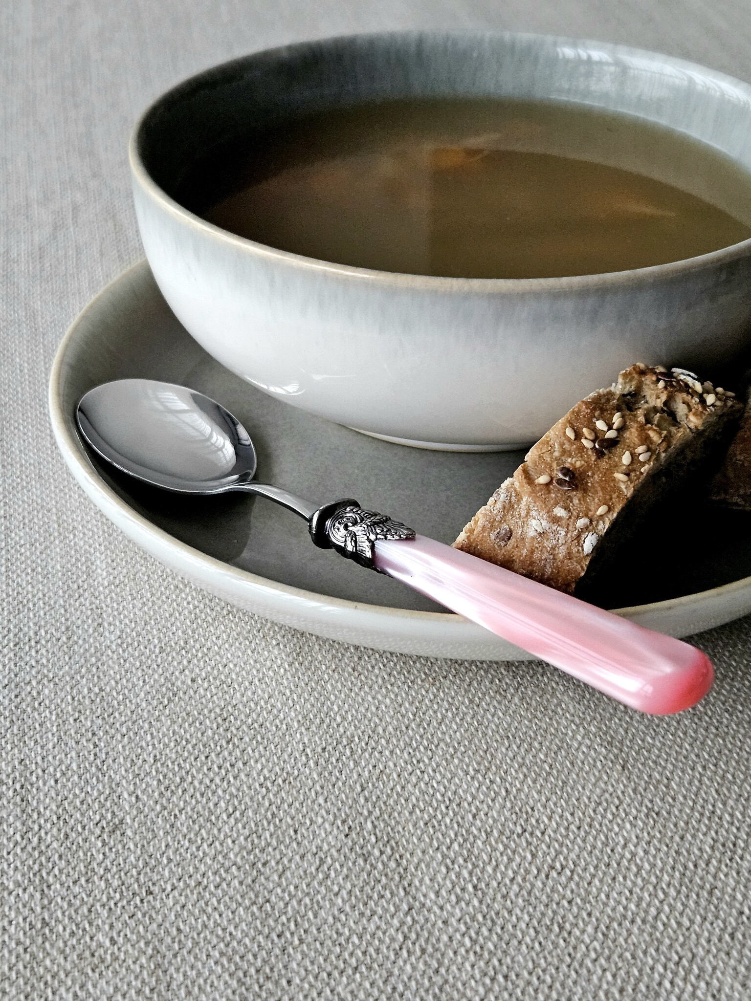 Soup cutlery set (7-piece), Pink (mother-of-pearl)