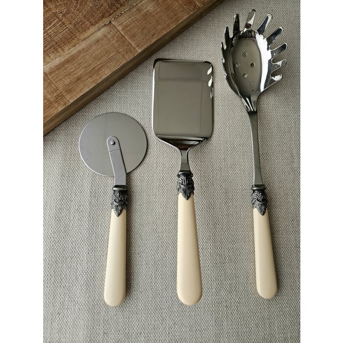 3-teiliges Pastabesteckset, Elfenbein (matt)