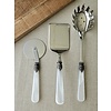 Pasta serving set, White (mother-of-pearl sheen)