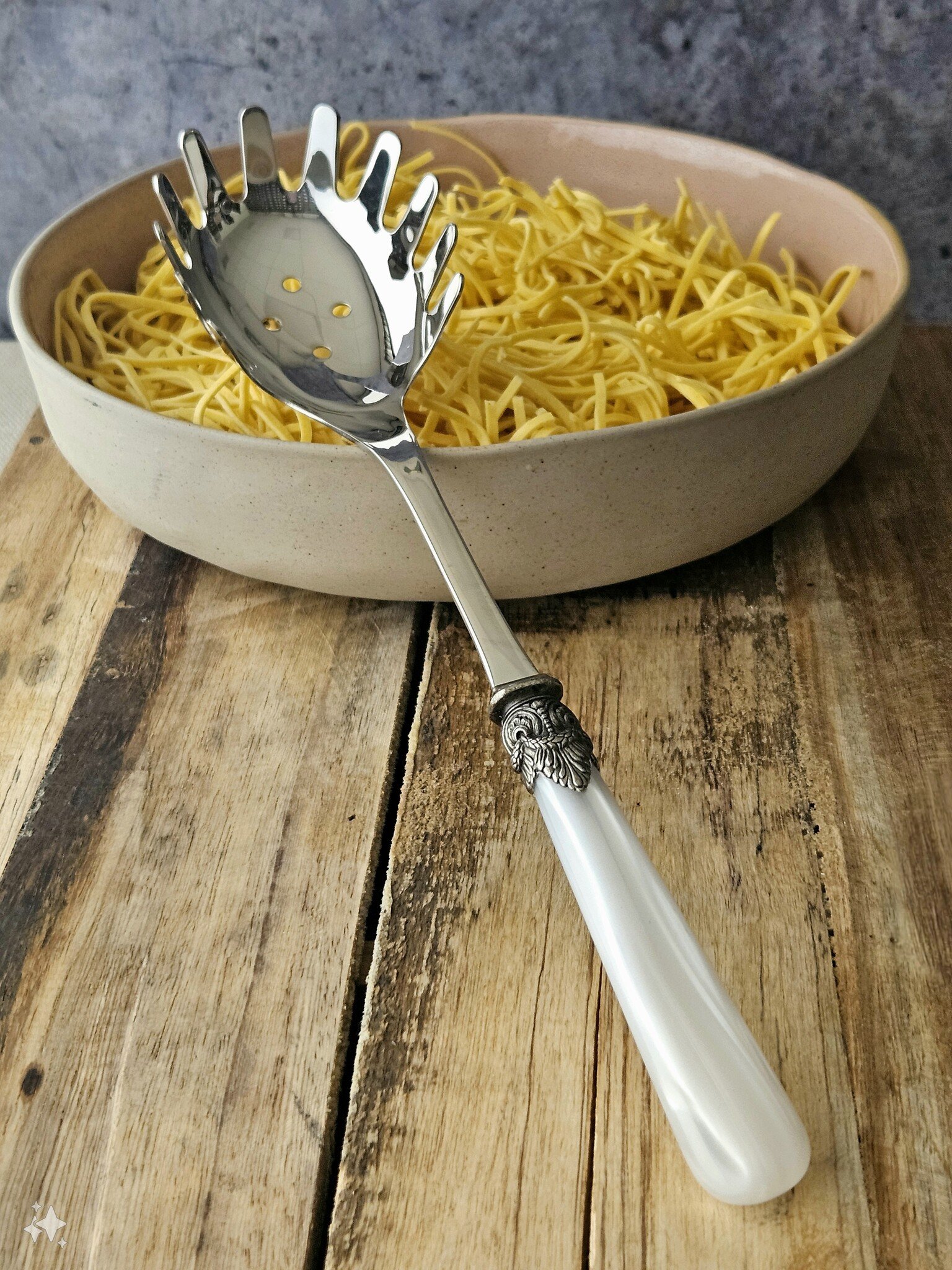 3-teiliges Pastabesteckset, Weiß (perlmutt)