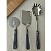 Pasta serving set, Black (mother-of-pearl sheen)