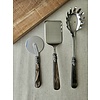Pasta serving set, Brown (mother-of-pearl sheen)