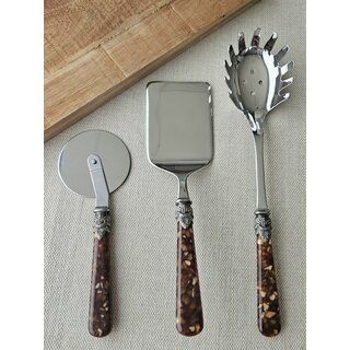 Ensemble de service à pâtes, Marron (motif tortue)