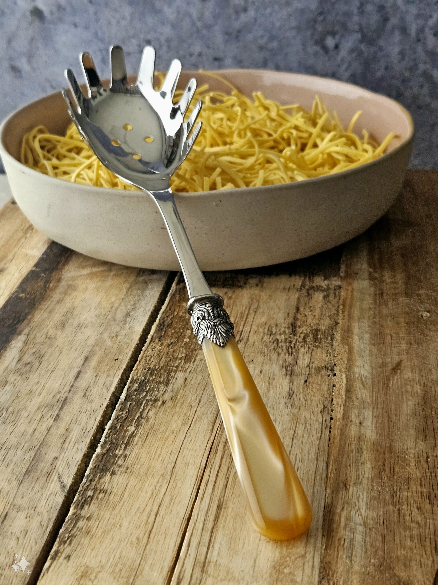 Pasta Besteckset, 3-teilig, Honig Gold (perlmuttglanz)