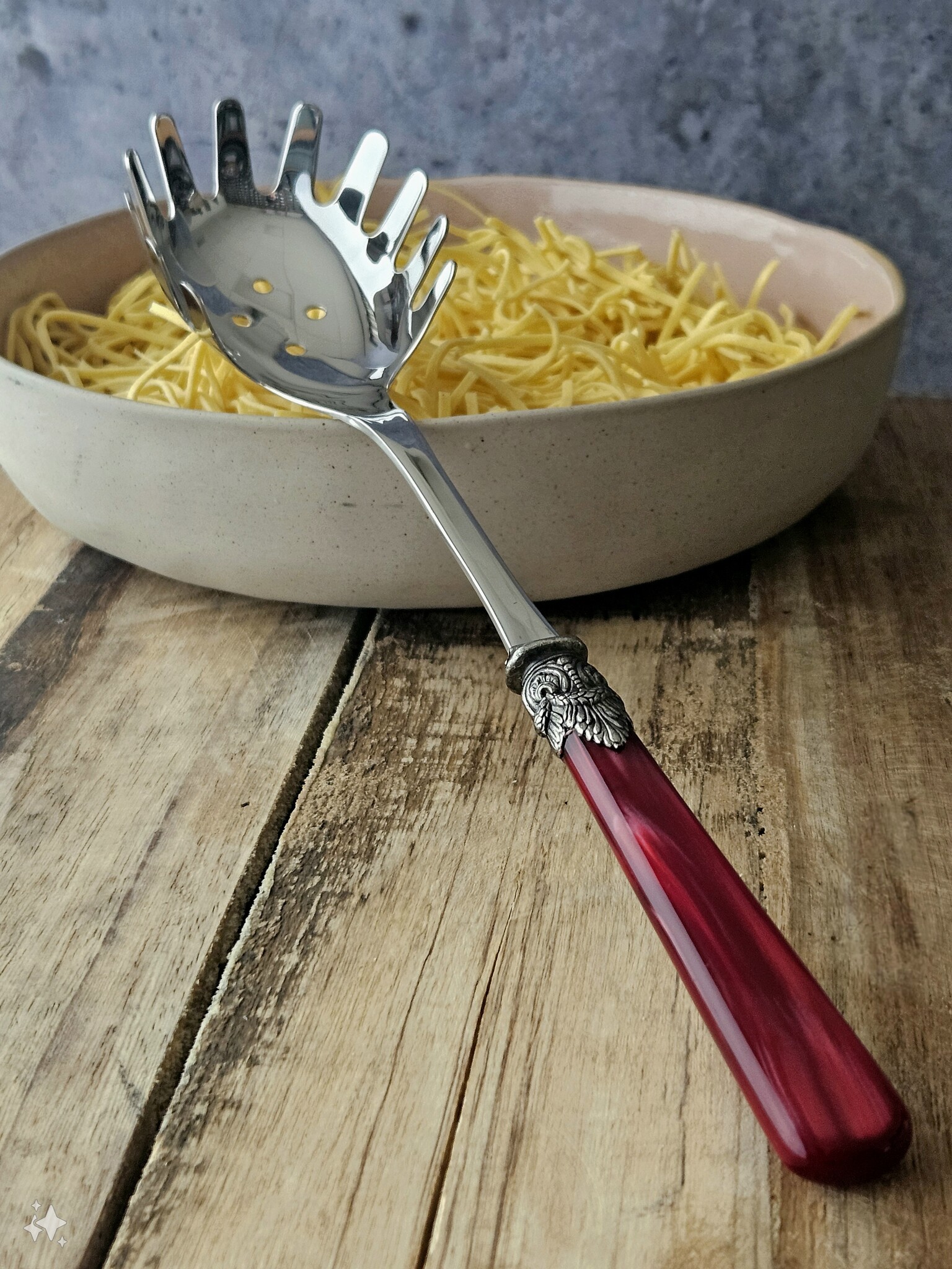 Pasta serving set, Red (mother-of-pearl)