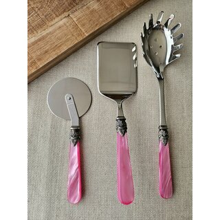 Pasta serving set, Fuchsia (mother-of-pearl)