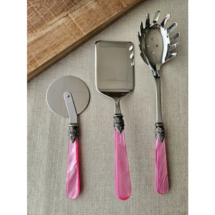 Pasta serving set, Fuchsia (mother-of-pearl)
